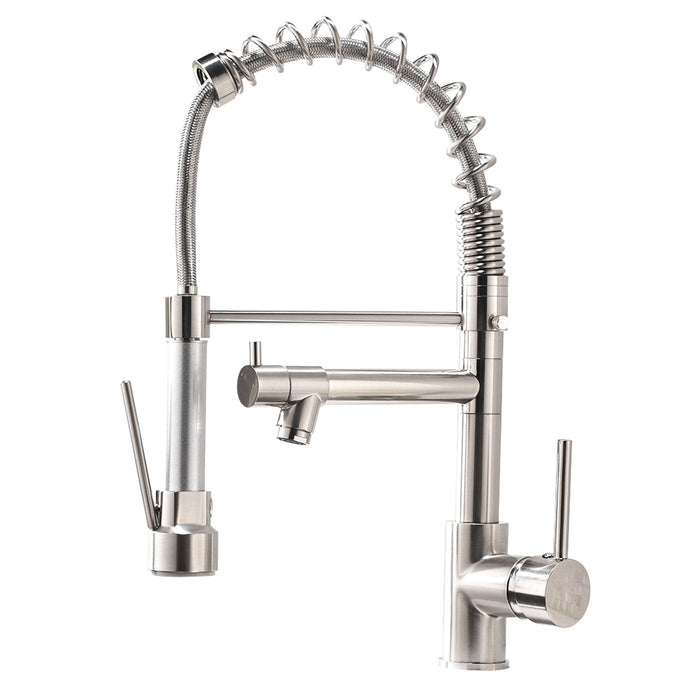 Modern Single Handle Kitchen Faucet with Pull Down Sprayer 360°  in Brushed Nickel