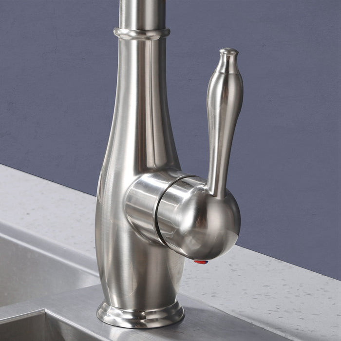 Single Handle Kitchen Faucet with Sprayer Pull Down Kitchen Faucet in Stainless Steel