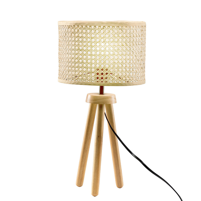 Modern Solid Wood Lamp Tripod Floor Lamp with Linen Lamp Shade