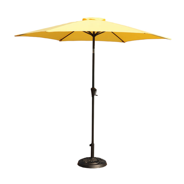 8.8 feet Outdoor Aluminum Patio Umbrella, Patio Umbrella, Market Umbrella with 33 pounds Round Resin Umbrella Base, Push Button Tilt and Crank lift, Yellow