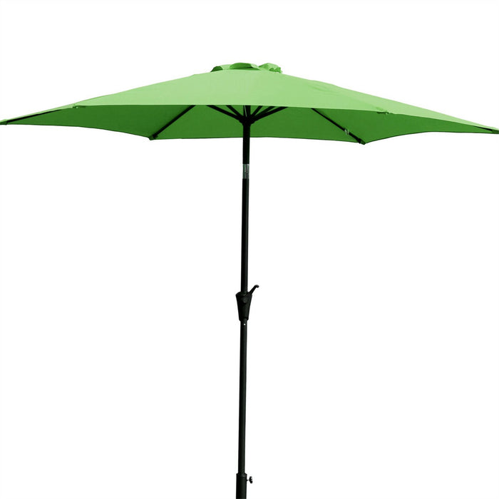 8.8 feet Outdoor Aluminum Patio Umbrella, Patio Umbrella, Market Umbrella with 42 pounds Round Resin Umbrella Base, Push Button Tilt and Crank lift, Green