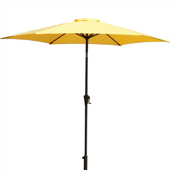 8.8 feet Outdoor Aluminum Patio Umbrella, Patio Umbrella, Market Umbrella with 42 Pound Square Resin Umbrella Base, Push Button Tilt and Crank lift, Yellow