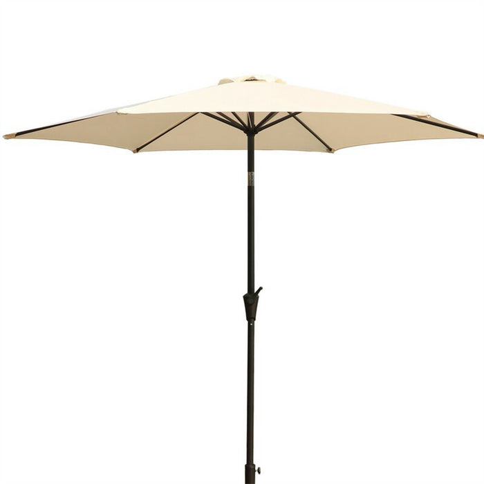 8.8 feet Outdoor Aluminum Patio Umbrella, Patio Umbrella, Market Umbrella with 42 Pound Square Resin Umbrella Base, Push Button Tilt and Crank lift, Creme