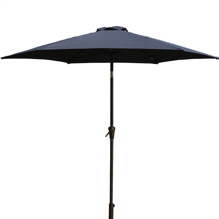 8.8 feet Outdoor Aluminum Patio Umbrella, Patio Umbrella, Market Umbrella with 42 Pound Square Resin Umbrella Base, Push Button Tilt and Crank lift, Navy Blue