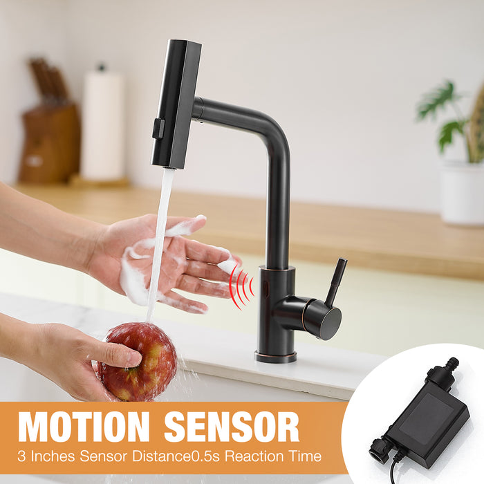 Battery Powered Touchless Pull Out Kitchen Faucet, Without Battery