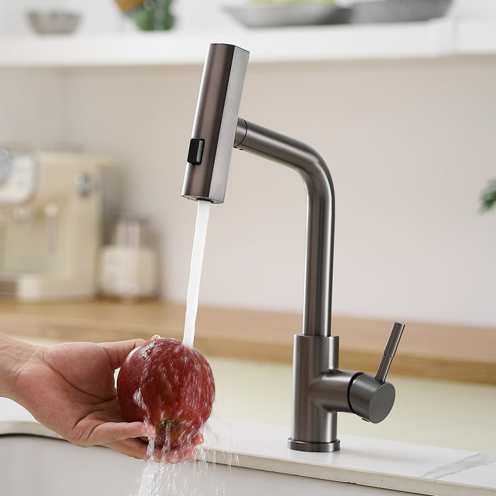 Single Handle Basin Sink Pull Out Kitchen Faucet With 360° Rotating Spout
