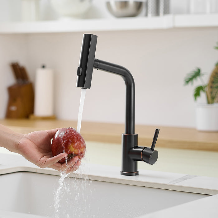 Single Handle Basin Sink Pull Out Kitchen Faucet With 360° Rotating Spout