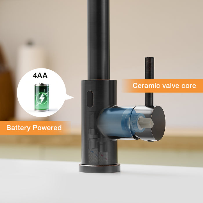 Battery Powered Touchless Pull Out Kitchen Faucet, Without Battery