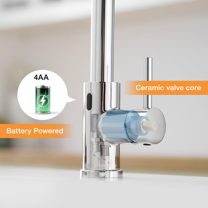 Battery Powered Touchless Pull Out Kitchen Faucet, Without Battery