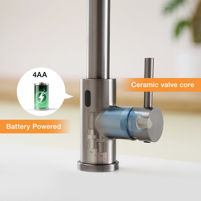 Battery Powered Touchless Pull Out Kitchen Faucet, Without Battery