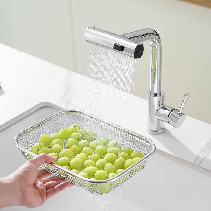 Single Handle Basin Sink Pull Out Kitchen Faucet With 360° Rotating Spout