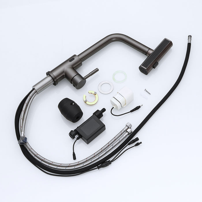Battery Powered Touchless Pull Out Kitchen Faucet, Without Battery