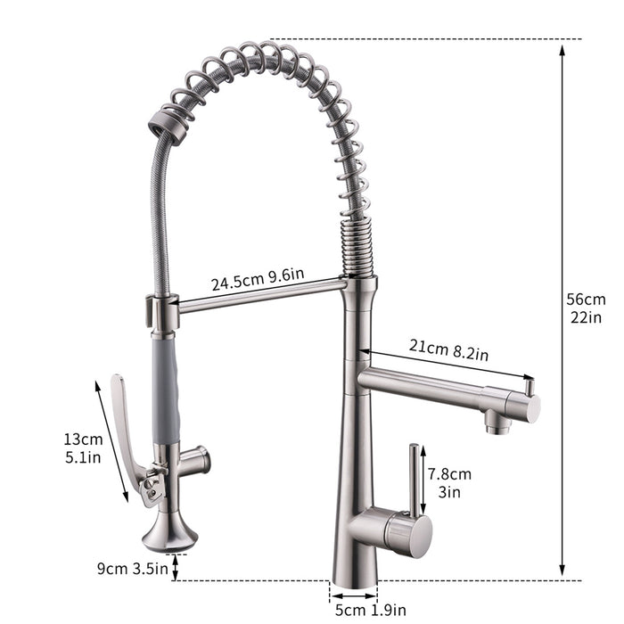 Contemporary Single Handle Kitchen Faucet with  Pull Down Sprayer and Pot Filler in Brushed Nickel