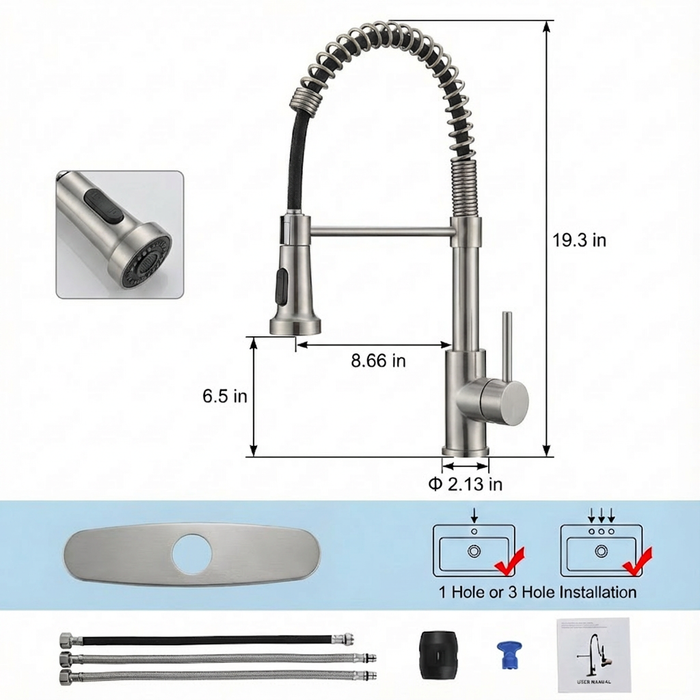 Kitchen Faucet with Pull Down Sprayer Industrial Single Handle Single Hole Faucet for Farmhouse