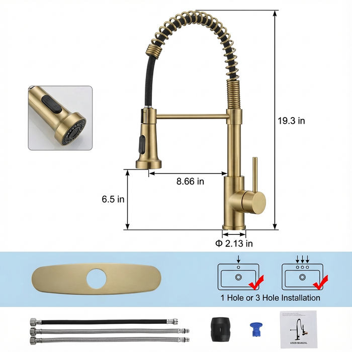 Kitchen Faucet with Pull Down Sprayer Industrial Single Handle Single Hole Faucet for Farmhouse