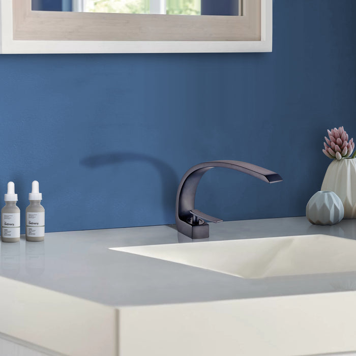 C-Shaped Single Handle Single Hole Bathroom Sink Faucet Vanity Faucet in Contemporary Design