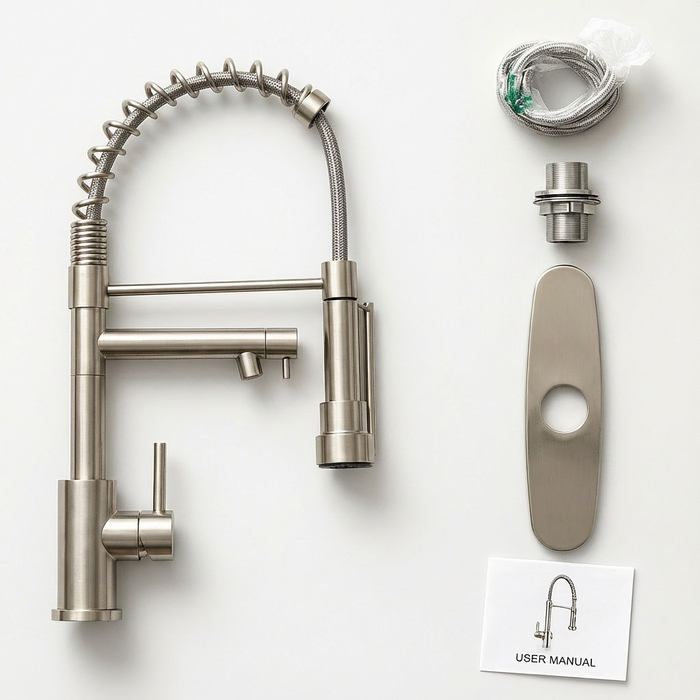 Single Handle Single Hole 2- Function Stainless Steel Kitchen Faucet