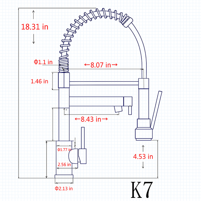 Single Handle Single Hole 2- Function Stainless Steel Kitchen Faucet