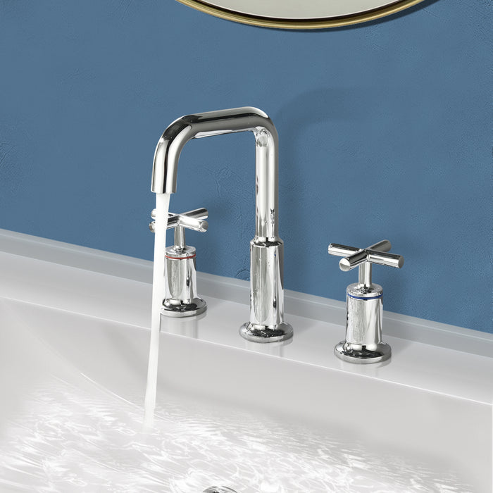TopCraft Double Handle Widespread Bathroom Faucet 3-Hole Bathroom Sink Faucet in Contemporary Design