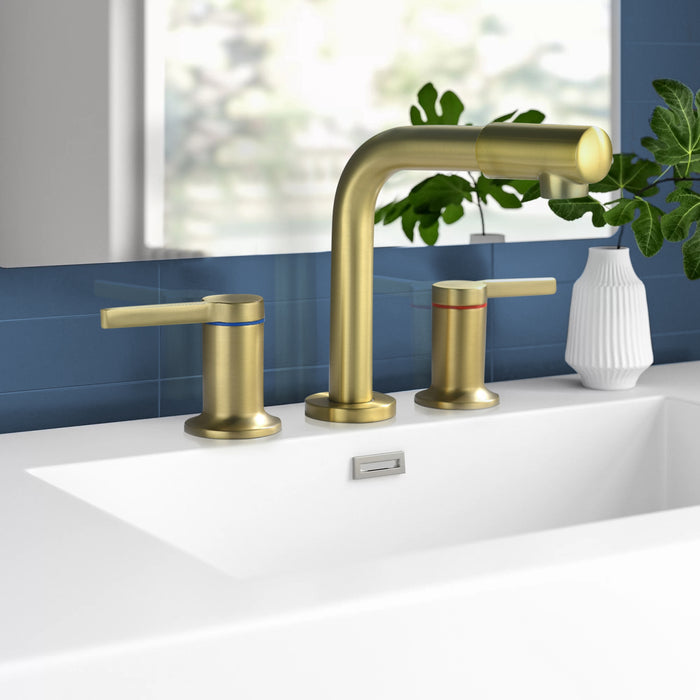 8" Solid Brass 3-Hole Double Handle Widespread Bathroom Sink Faucet Vanity Faucet - Black/Brushed Gold/Brushed Nickel