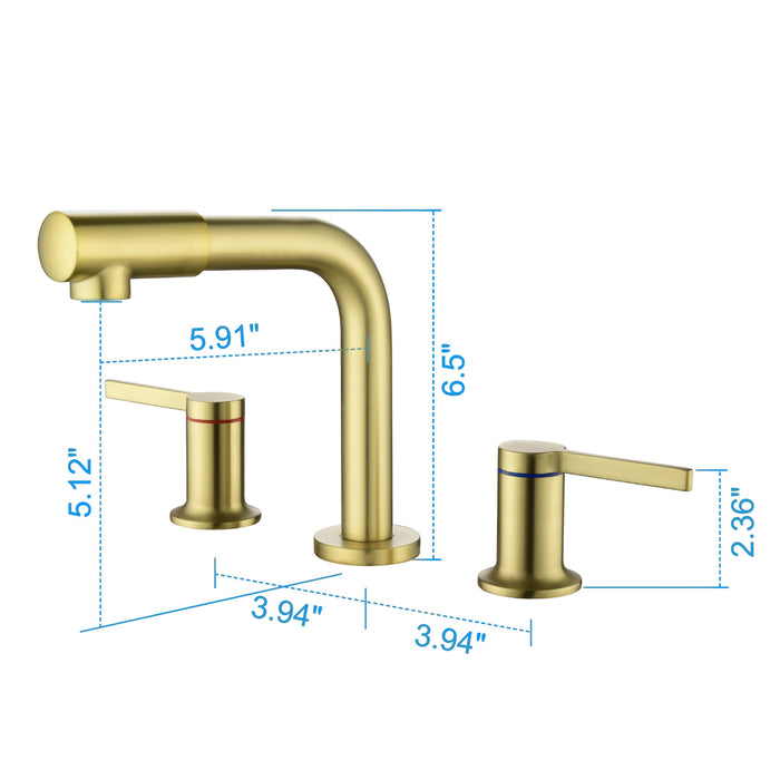 8" Solid Brass 3-Hole Double Handle Widespread Bathroom Sink Faucet Vanity Faucet - Black/Brushed Gold/Brushed Nickel