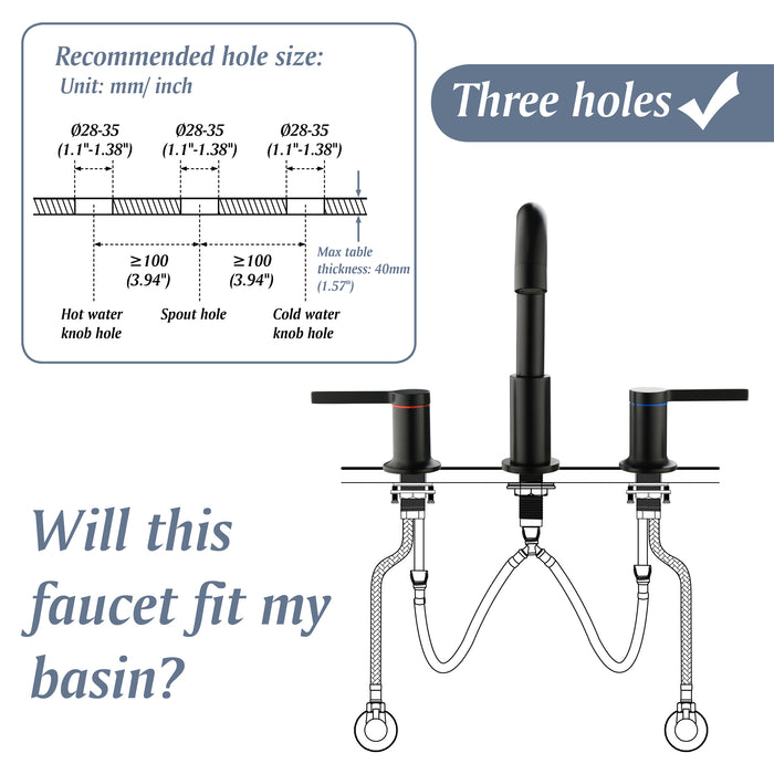 Two-handle Deck Mount Bathroom Sink Faucet
