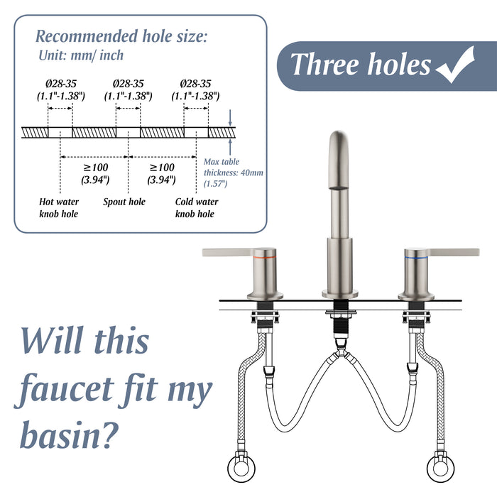 Two-handle Deck Mount Bathroom Sink Faucet