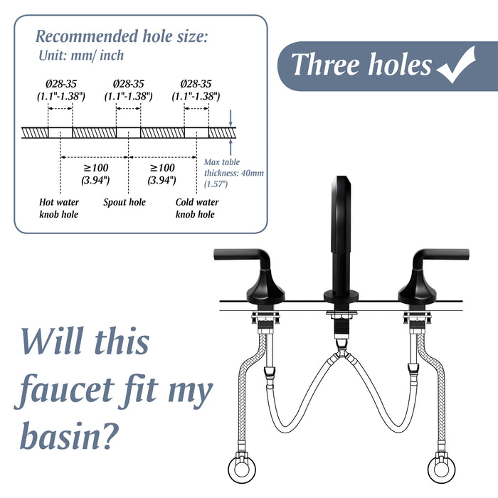Two-handle Deck Mount Bathroom Sink Faucet