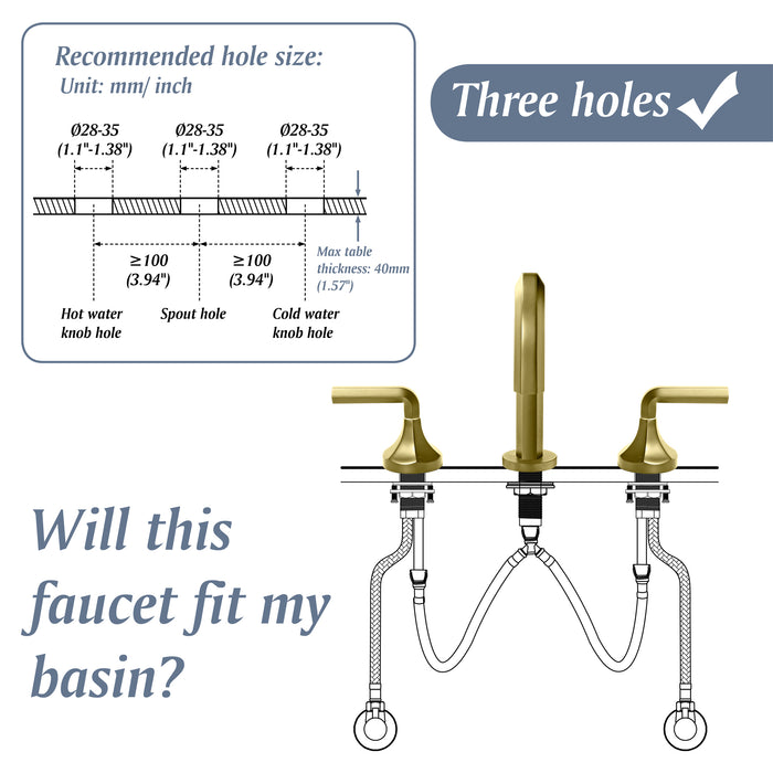 Two-handle Deck Mount Bathroom Sink Faucet