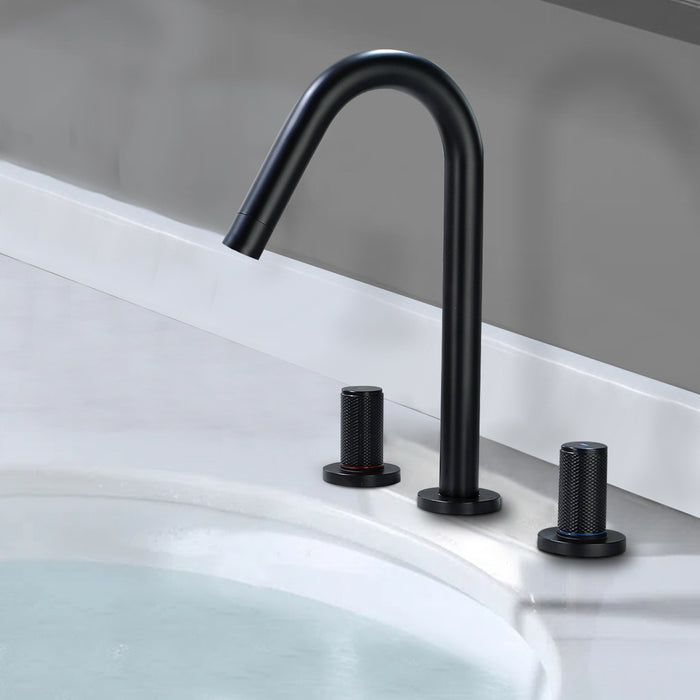 Modern 8 in. Widespread Bathroom Sink Faucet 2-Handle Brass Vanity Faucet in Matte Black