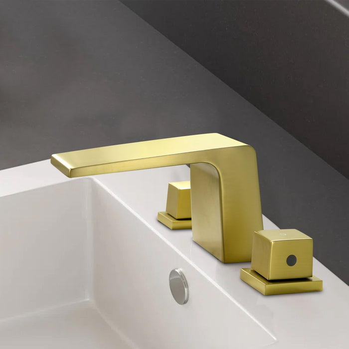 Modern 8 in. Widespread Bathroom Faucet Solid Brass and Stainless Steel Mixed 2-Handle 3-Hole Sink Faucet Vanity Tap