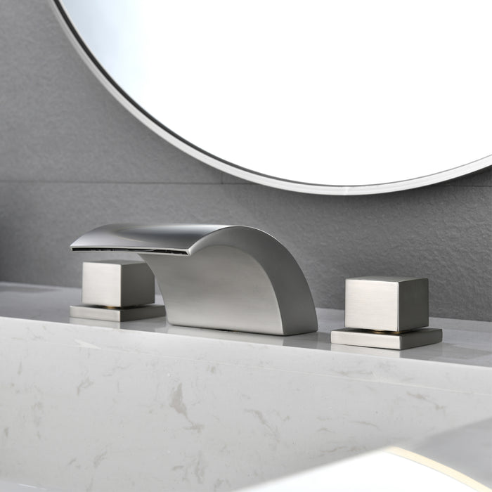 Brushed Nickel 2-Handle Widespread Bathroom Sink Faucet