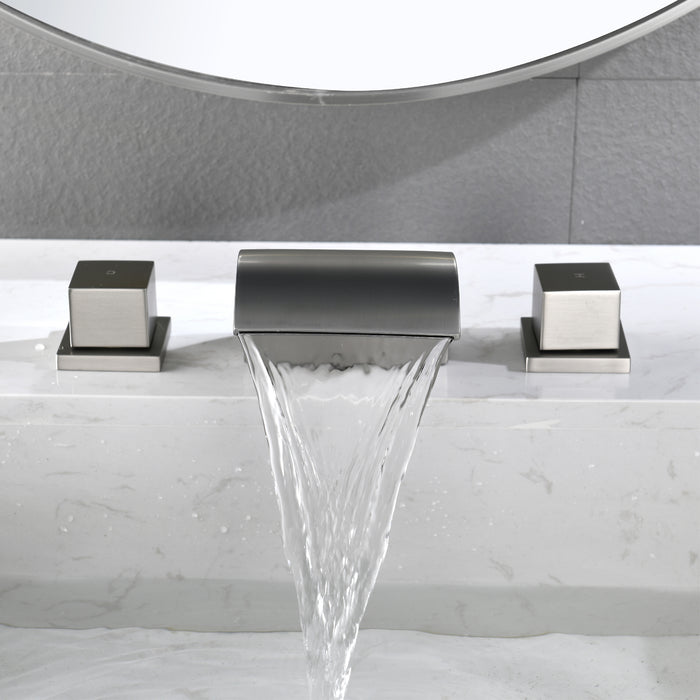 Brushed Nickel 2-Handle Widespread Bathroom Sink Faucet