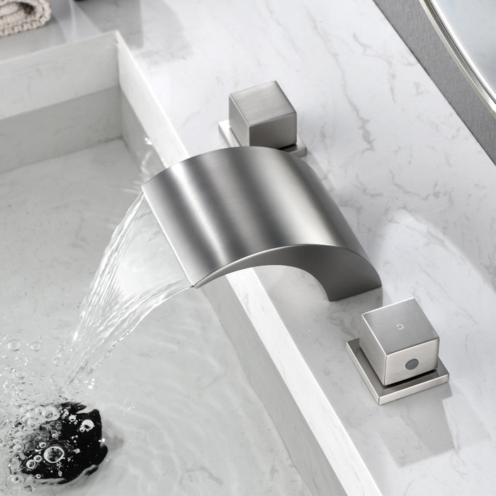 Brushed Nickel 2-Handle Widespread Bathroom Sink Faucet
