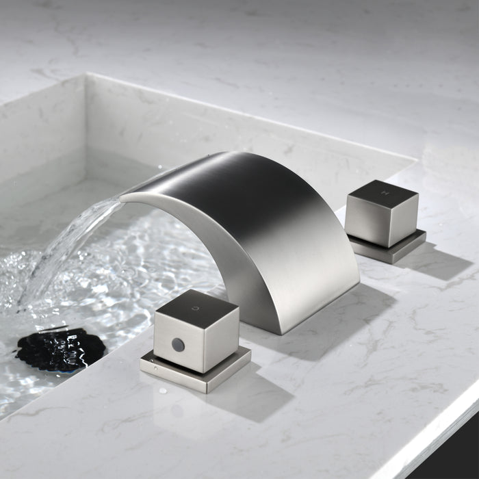 Brushed Nickel 2-Handle Widespread Bathroom Sink Faucet