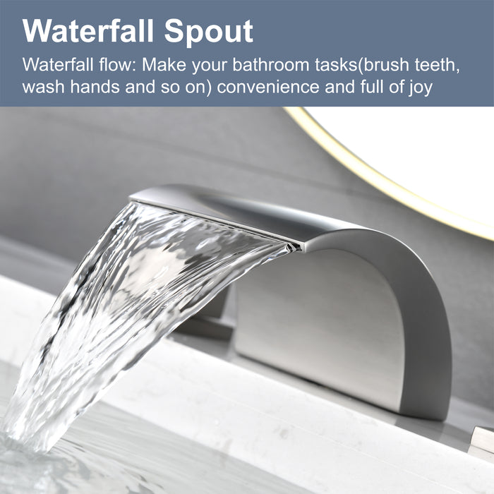 Brushed Nickel 2-Handle Widespread Bathroom Sink Faucet