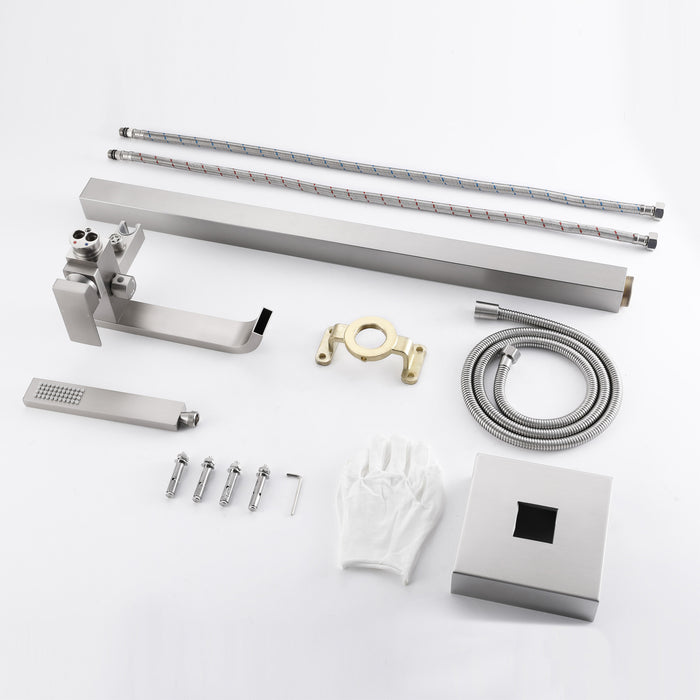 Brushed Nickel 1-Handle Freestanding Bathtub Faucet with Hand Shower