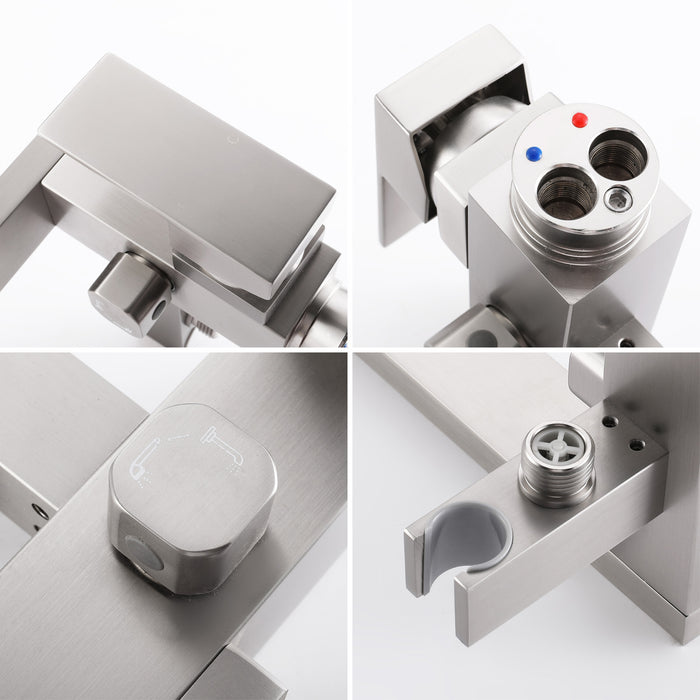 Brushed Nickel 1-Handle Freestanding Bathtub Faucet with Hand Shower