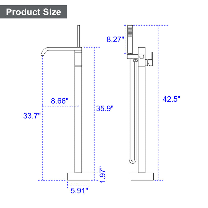 Brushed Nickel 1-Handle Freestanding Bathtub Faucet with Hand Shower