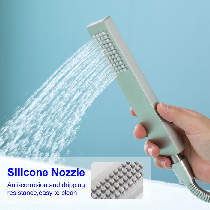 Brushed Nickel 1-Handle Freestanding Bathtub Faucet with Hand Shower