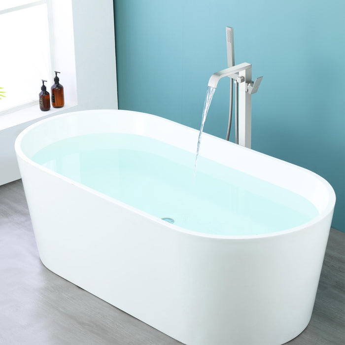 Brushed Nickel 1-Handle Freestanding Bathtub Faucet with Hand Shower