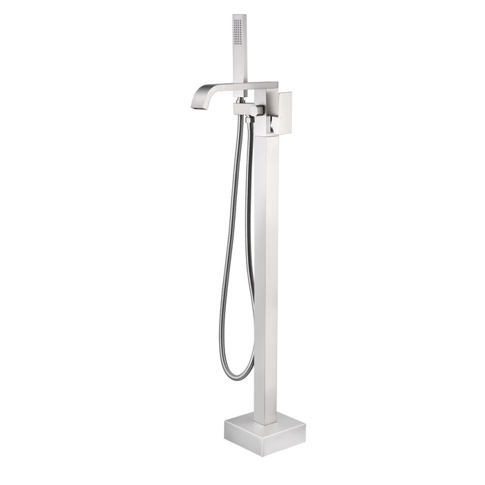 Brushed Nickel 1-Handle Freestanding Bathtub Faucet with Hand Shower