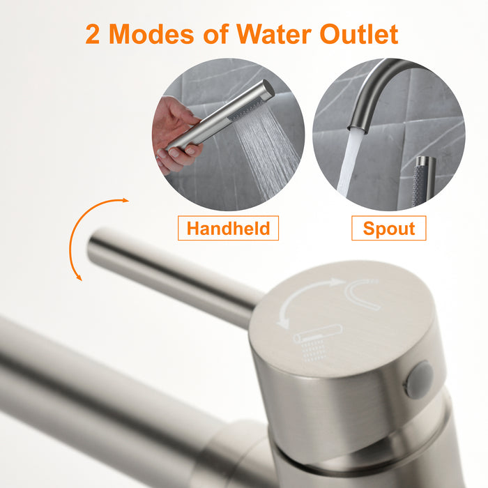 Brushed Nickel 2-Handle Freestanding Bathtub Faucet with Hand Shower