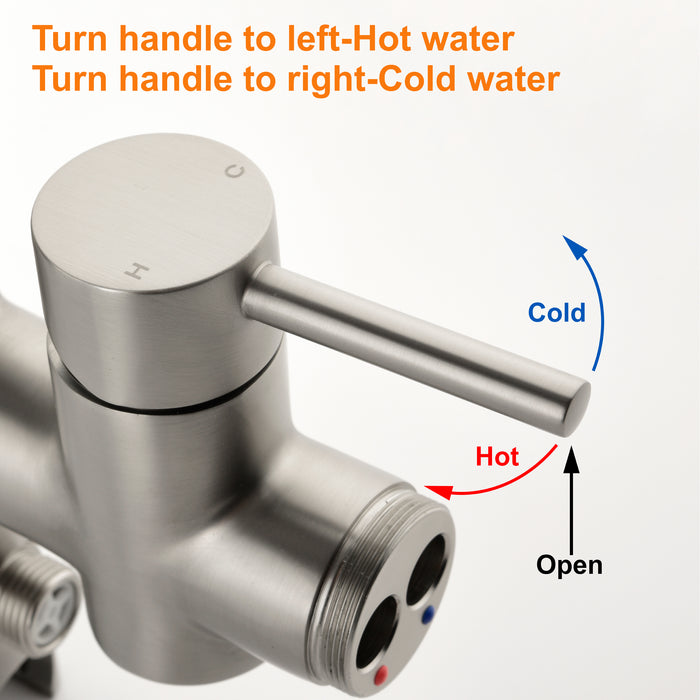 Brushed Nickel 2-Handle Freestanding Bathtub Faucet with Hand Shower