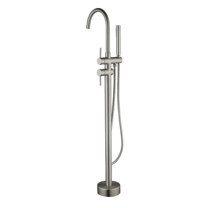 Brushed Nickel 2-Handle Freestanding Bathtub Faucet with Hand Shower