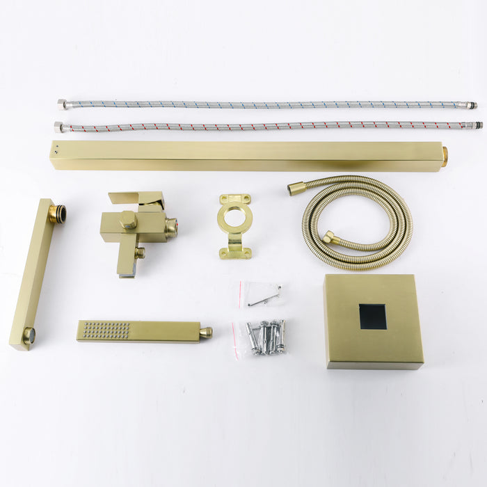 Brushed Gold 1-Handle Freestanding Bathtub Faucet with Hand Shower
