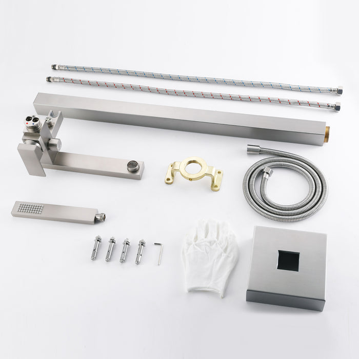 Brushed Nickel 1-Handle Freestanding Bathtub Faucet with Hand Shower