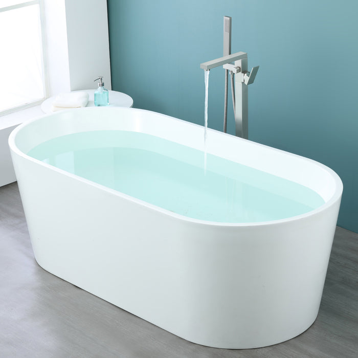 Brushed Nickel 1-Handle Freestanding Bathtub Faucet with Hand Shower
