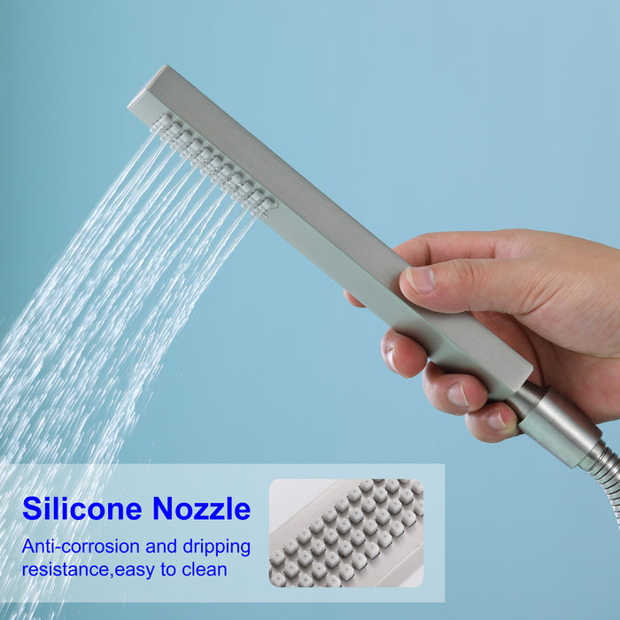 Brushed Nickel 1-Handle Freestanding Bathtub Faucet with Hand Shower