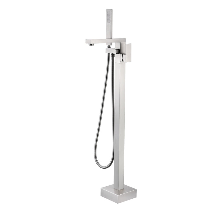 Brushed Nickel 1-Handle Freestanding Bathtub Faucet with Hand Shower